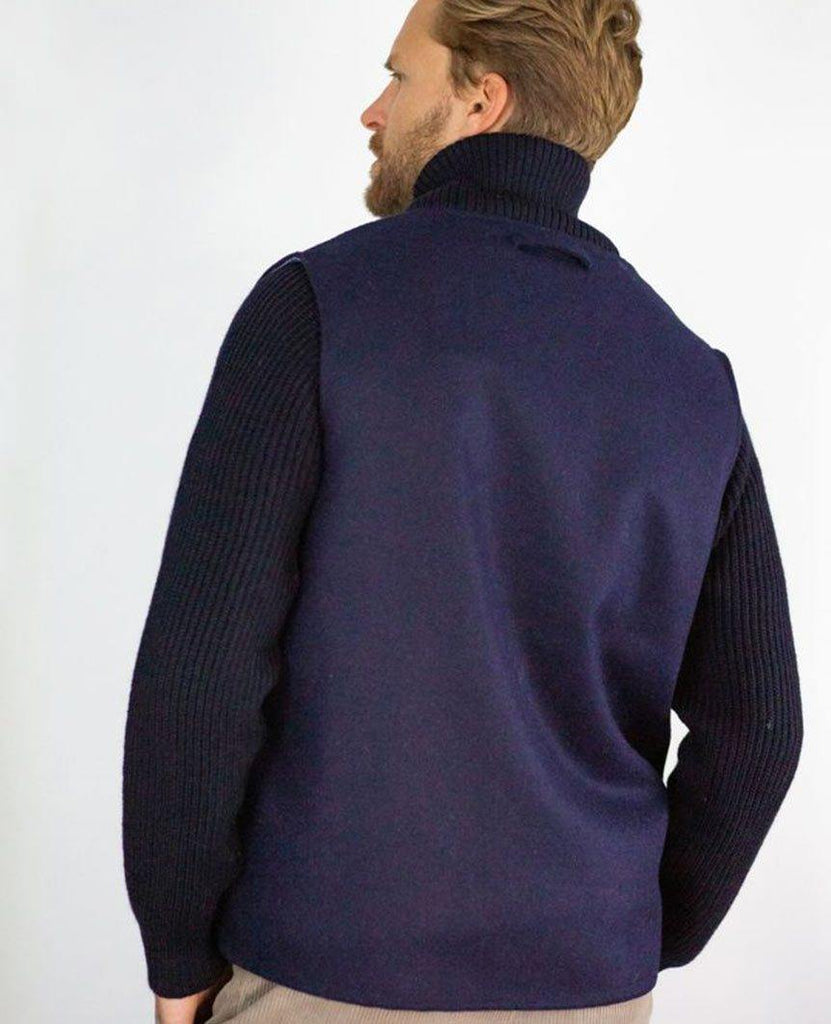 Wilson Wool Shawl Gilet Navy data-zoom-image=