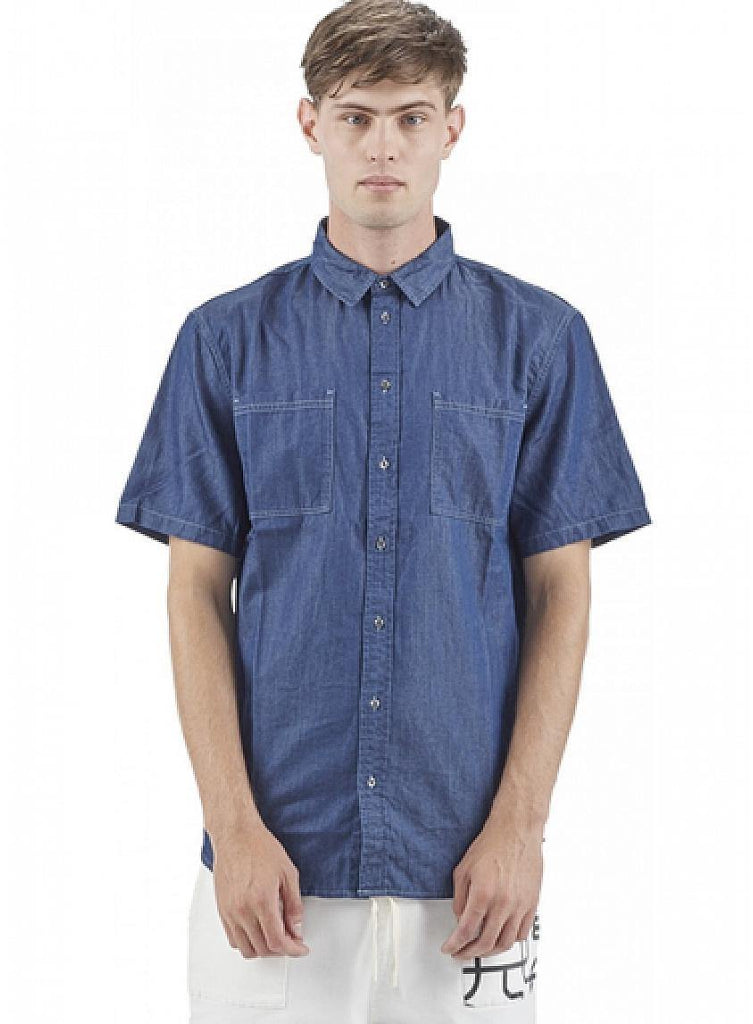 Distressed Denim Shirt Blue data-zoom-image=