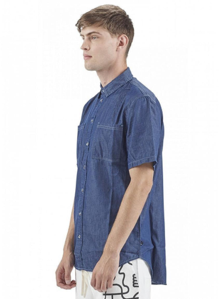 Distressed Denim Shirt Blue data-zoom-image=