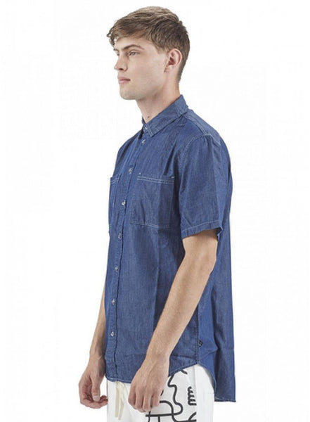 Blue denim best sale button up shirt