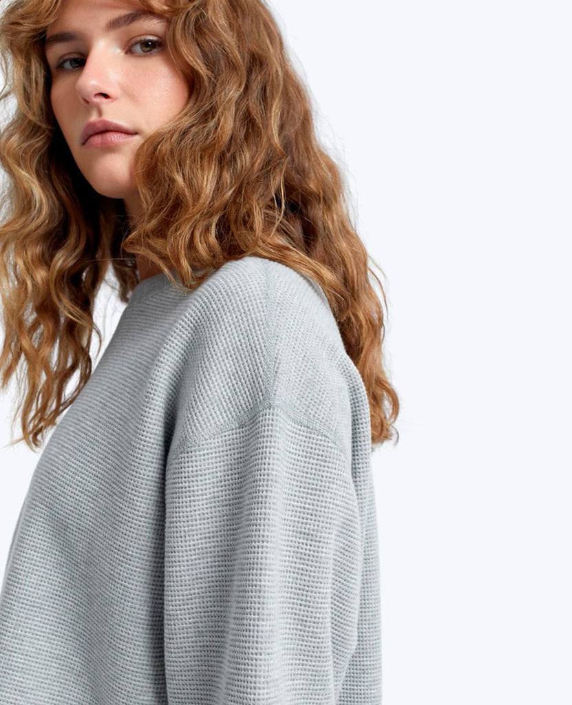 Flatback Thermal Relaxed  Crewneck Heather Grey Womens data-zoom-image=