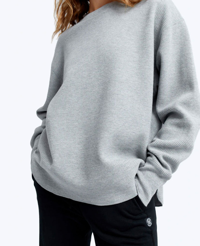Flatback Thermal Relaxed  Crewneck Heather Grey Womens data-zoom-image=