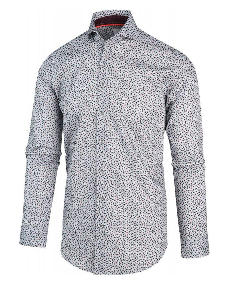 Grey Navy Flower Print Shirt data-zoom-image=