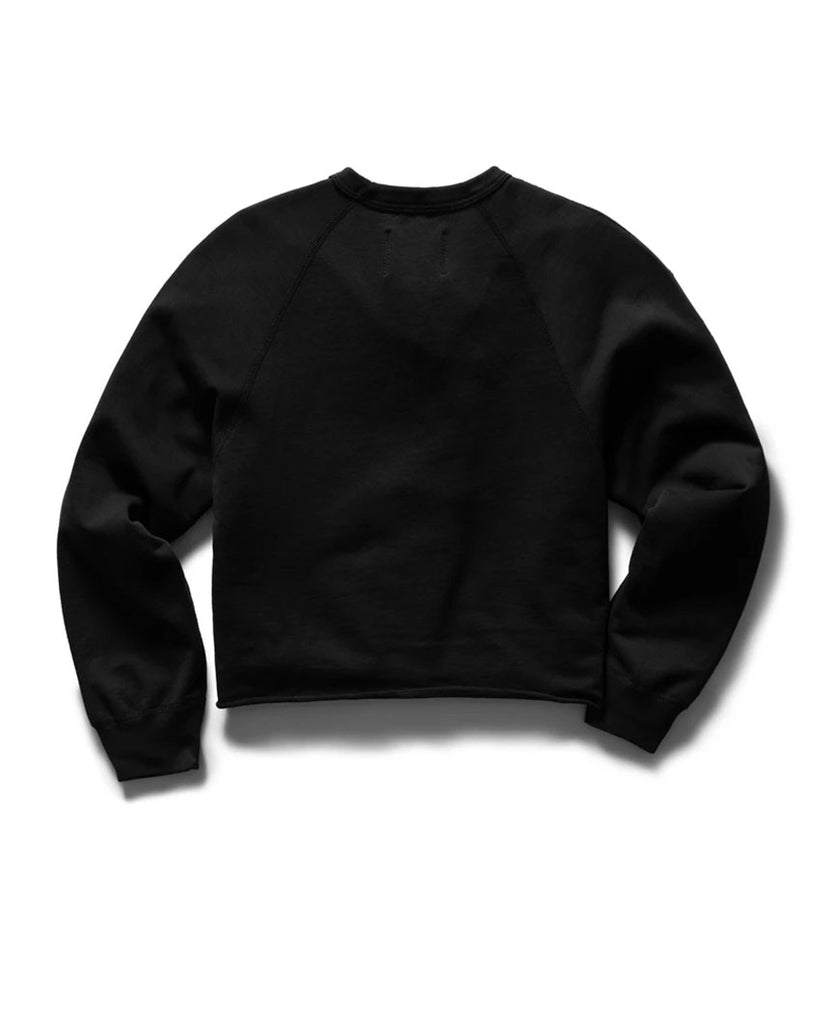 Lightweight Terry Cut-Off Crewneck Womens Black data-zoom-image=