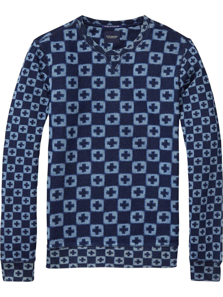 All-Over Printed Sweater Navy - Bricks and Bonds data-zoom-image=