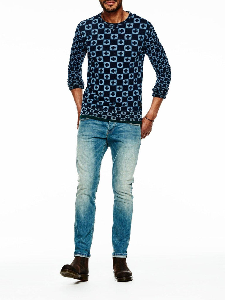 All-Over Printed Sweater Navy - Bricks and Bonds data-zoom-image=