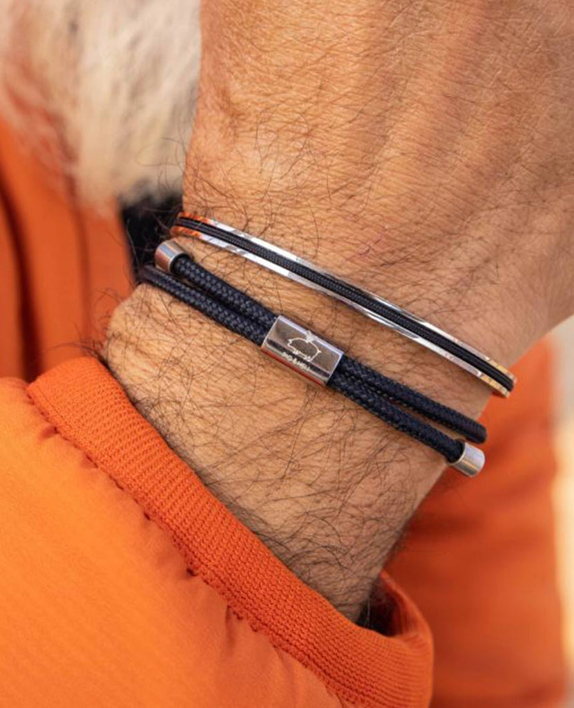 Navarch 4mm Navy Silver Bracelet data-zoom-image=