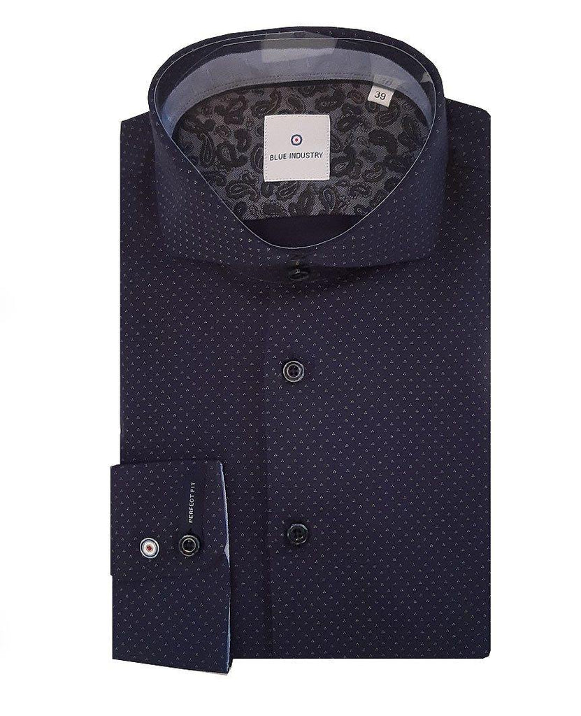 Navy Print Shirt data-zoom-image=