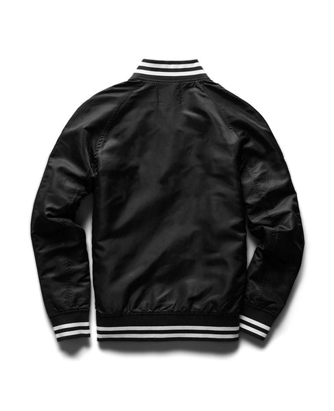 Woven Satin Logo Stadium Jacket Black