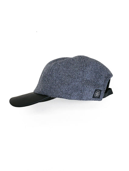 Grey Wool Leather Ball Cap