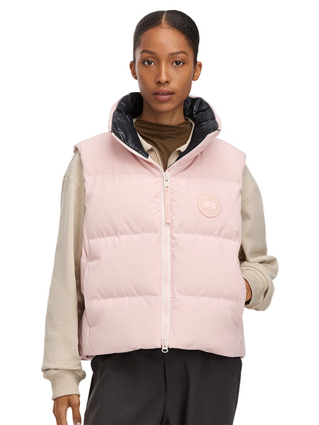 Grandview Cropped Vest Tonal Label in Vintage Rose