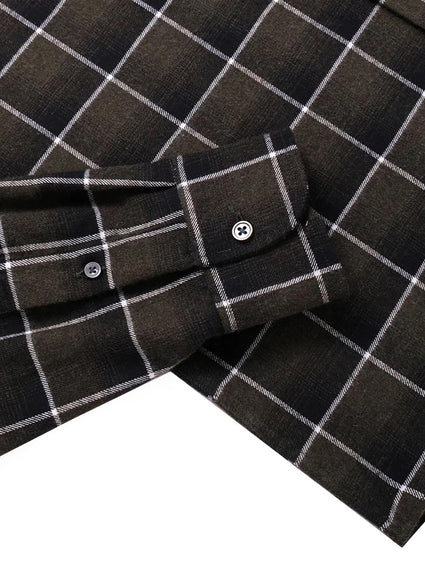 Olive Shadow Plaid Flannel Shirt