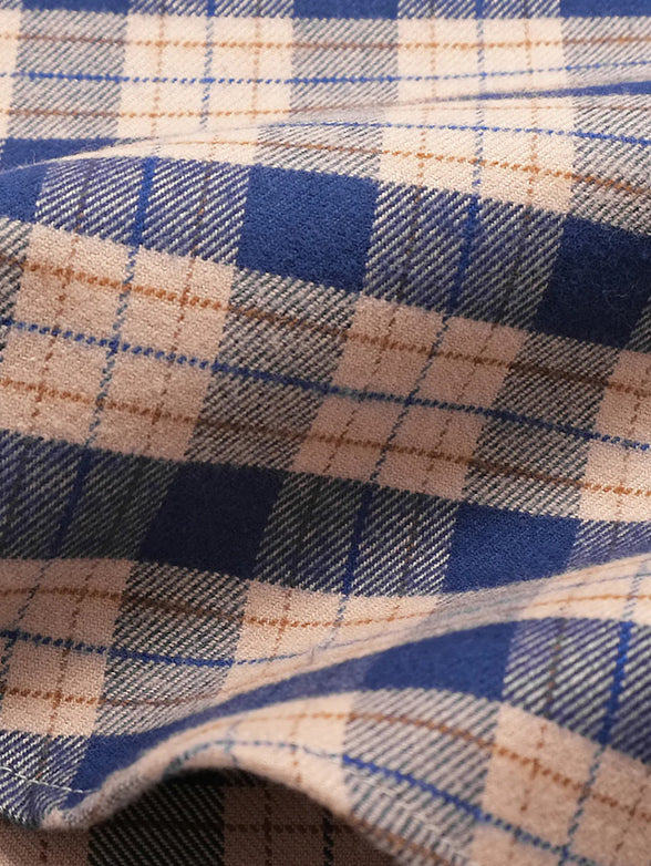 Camel/Navy Check Flannel Shirt data-zoom-image=