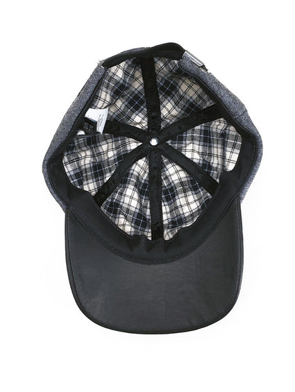 Grey Wool Leather Ball Cap