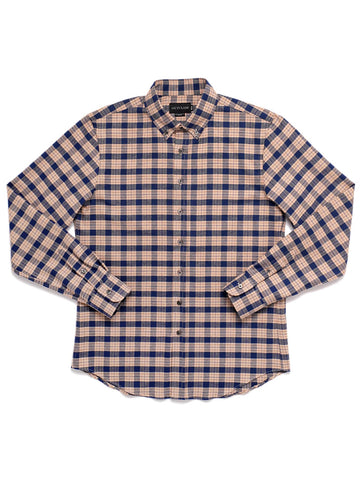 Camel/Navy Check Flannel Shirt