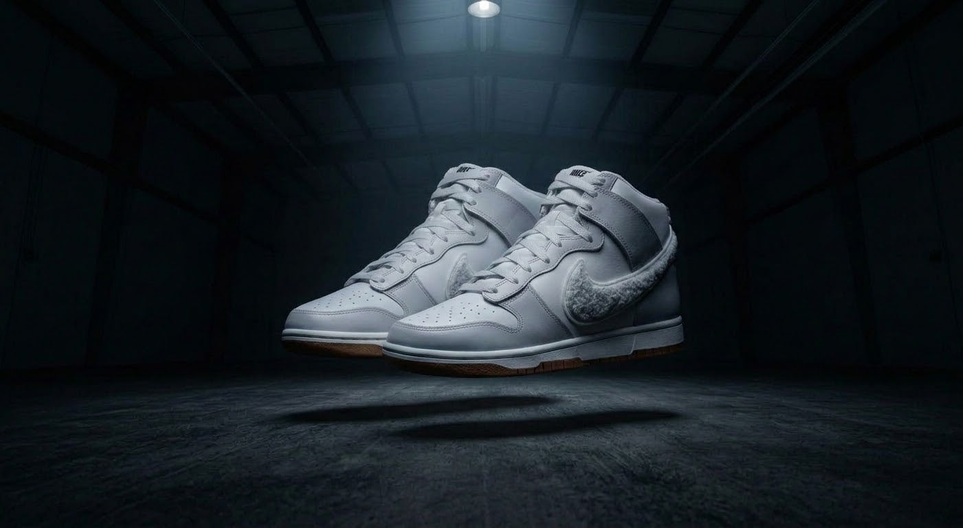 Nike Dunk High University Chenille Swoosh Light Smoke Grey by Sneakers