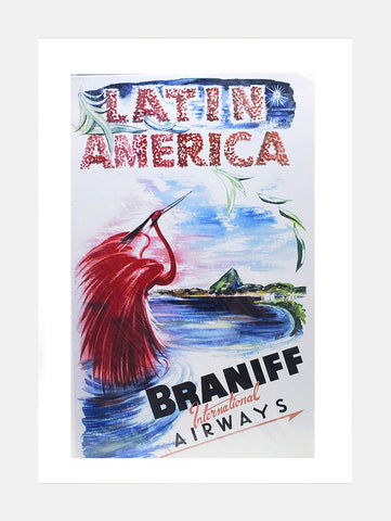 Braniff Airways  Latin America (Rio) Travel Poster Print 1955