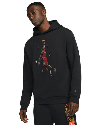 Jordan Essentials Graphic Fleece Hoodie Black | Nike | Bricks and