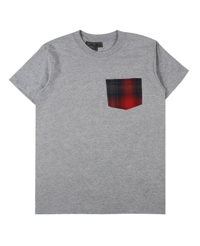 Pocket Tee Heather Grey Red Flannel