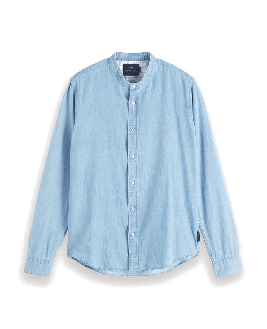 Collarless Shirt Regular fit Light Indigo | Scotch And Soda