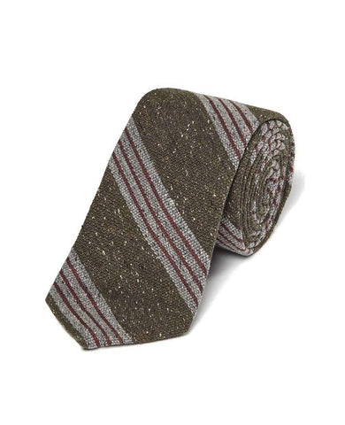 Olive Wool Blend Donegal Stripe Tie