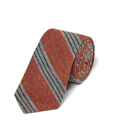Orange Wool Blend Donegal Stripe Tie