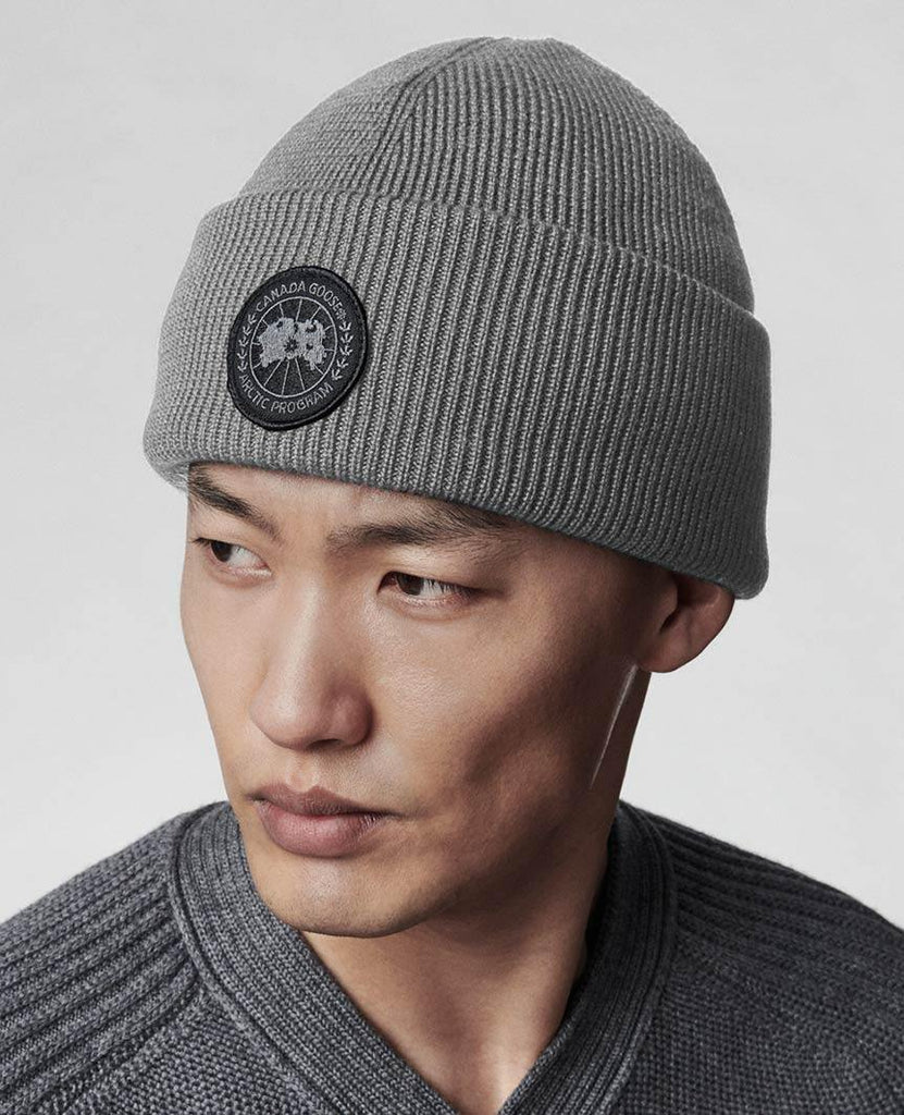 Canada Goose Beanie White Black Label Thermal Toque Iron Grey