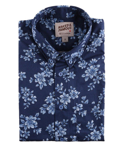 Blue Floral Sketch Easy Shirt