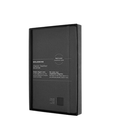 Classic Leather Hard Cover Ruled Notebook Black
