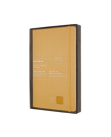 Classic Leather Hard Cover Ruled Notebook Amber Yellow