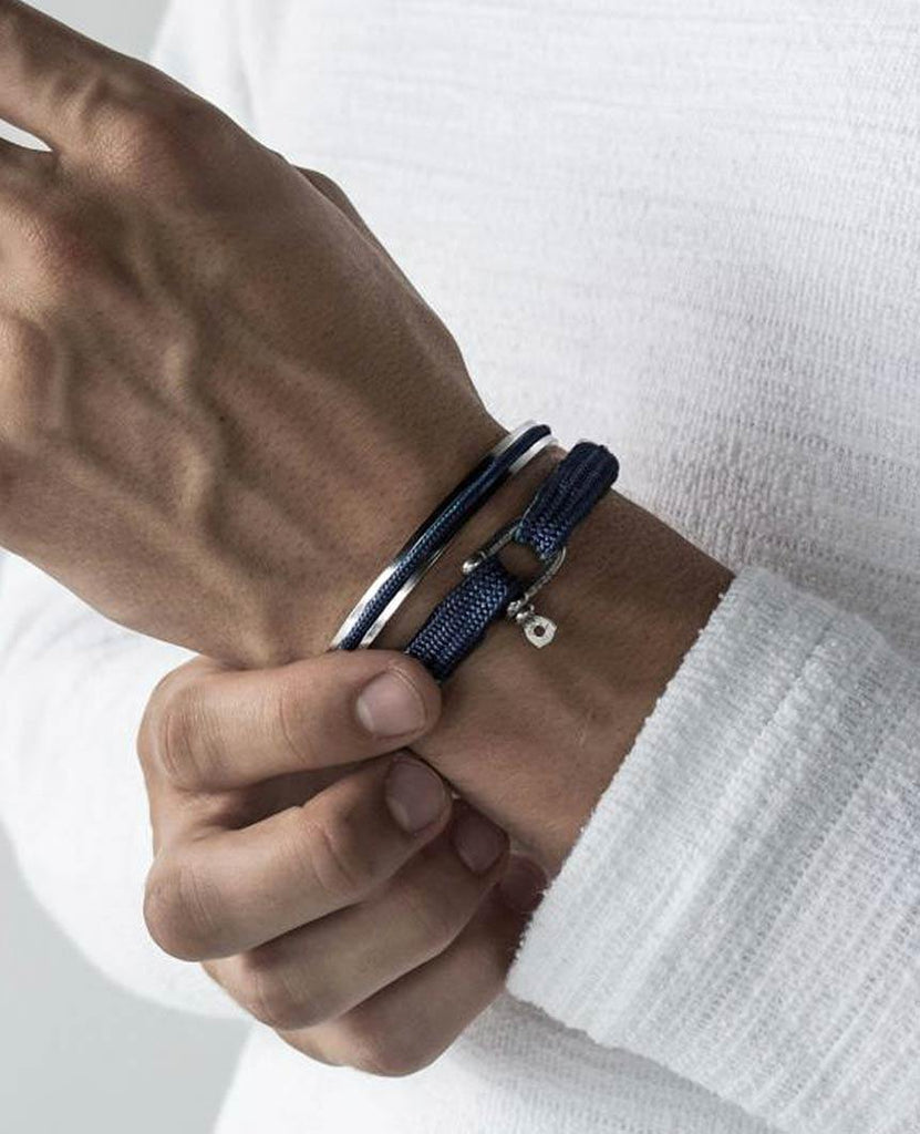 Navarch 6 2mm Round Rope Bracelet Navy Silver data-zoom-image=