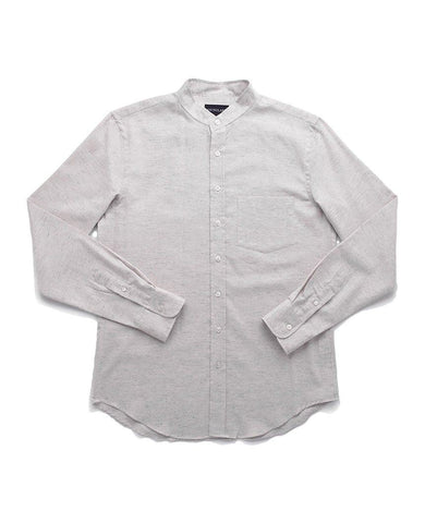 Flecked Band Collar Off-White  L/S T-Shirt