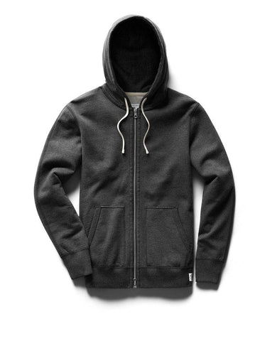 Full Zip Hoodie Midweight Terry Heather Charcoal