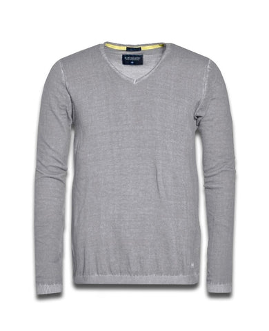 Basic Crew Sweater w Elbow Patch Grey