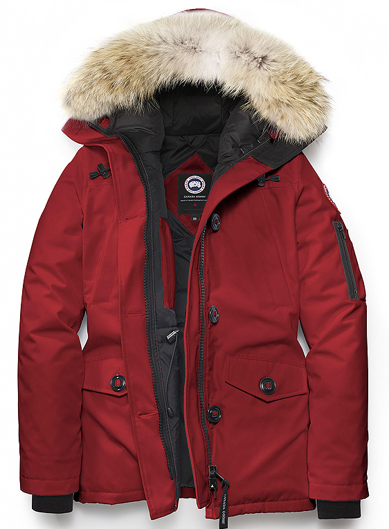 Shop Montebello Parka Redwood Womens Canada Goose Bricks and Bonds
