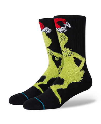 Mr. Grinch Crew Socks Black